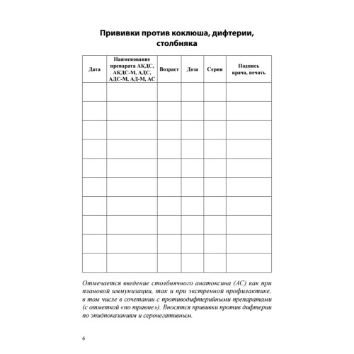Сертификат о профилактических прививках
