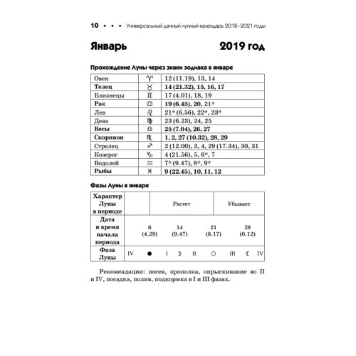 Универсальный дачный лунный календарь 2018-2021 годы
